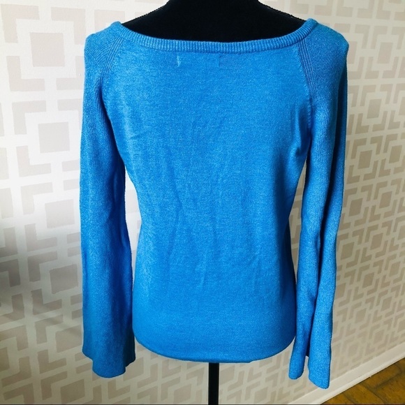 VICI Miss Look Women’s Blue Bell Sleeve Light Knit Sweater Large - Picture 4 of 4